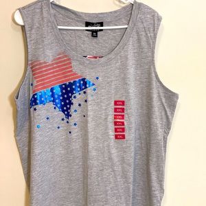 FEELING FESTIVE American flag Casual Women Sleeveless T-Shirt Tank Top XXL